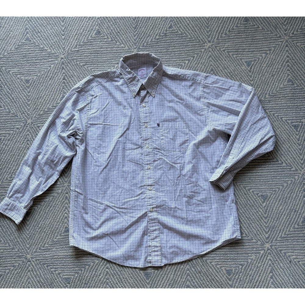 Brooks Brothers Long Sleeve Button‎ Shirt - White/Brown/Black - XL
